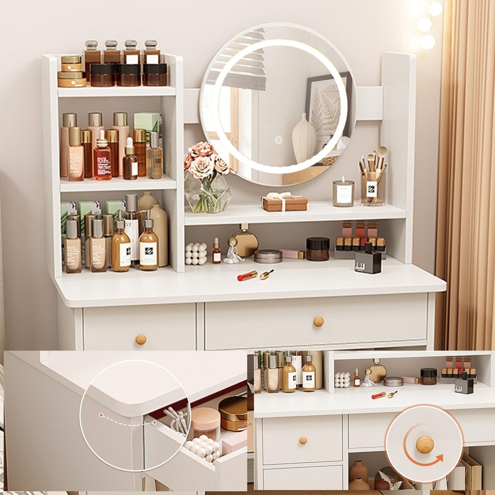 化粧台 化粧室 DRESSING TABLE WITH LIGHTS Makeup Vanity Desk Dressing Table with Mirror Touch Screen